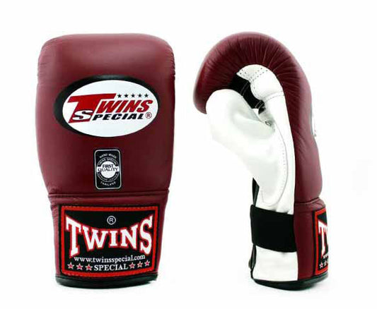 TWINS Training Gloves- TWINS Boxing, MMA & Muay Thai - White, Maroon