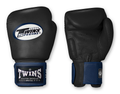 TWINS Boxing Gloves- Dual Color- 2025 Special Edition- Dark Colors- Premium Leather w/ Velcro - Black Fist, Purple, Blue, Dark-Green, Red Wrist