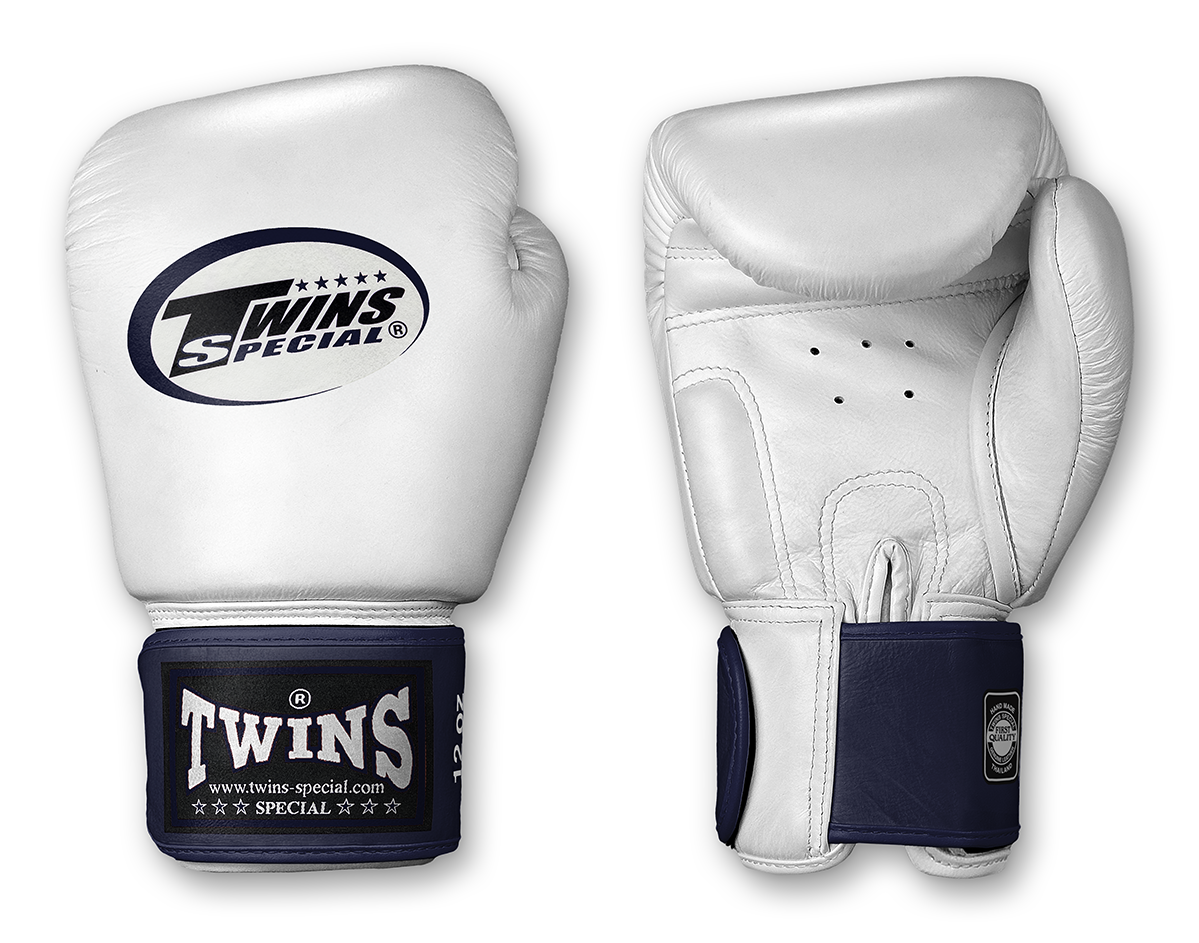 TWINS Boxing Gloves- Dual Color- 2025 Special Edition- Dark Colors- Premium Leather w/ Velcro - White Fist, Purple, Blue, Dark-Green, Red Wrist