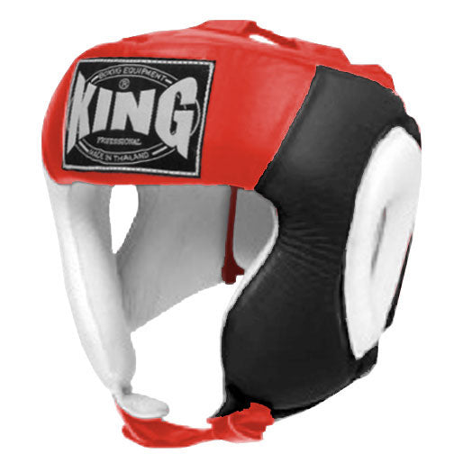 KING Head Guard- Open Chin - Triple Color - White - Black - Blue Red Yellow