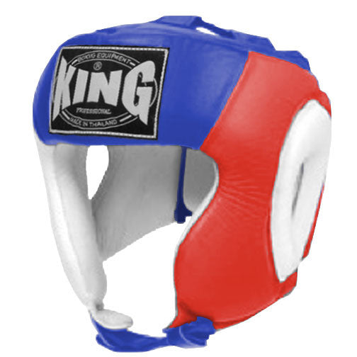 KING Head Guard- Open Chin - Triple Color - White - Red - Black Blue Yellow