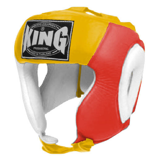 KING Head Guard- Open Chin - Triple Color - White - Red - Black Blue Yellow