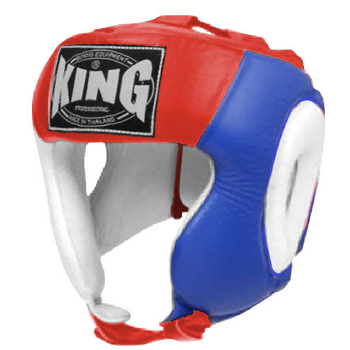 KING Head Guard- Open Chin - Triple Color - White - Blue - Black Red Yellow