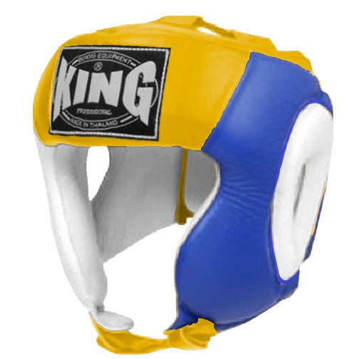 KING Head Guard- Open Chin - Triple Color - White - Blue - Black Red Yellow