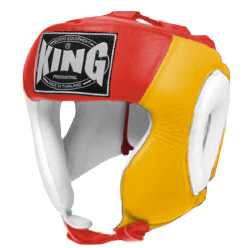 KING Head Guard- Open Chin - Triple Color - White - Yellow - Black Blue Red