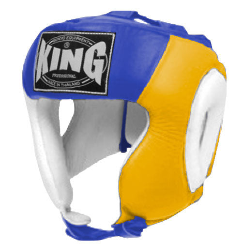 KING Head Guard- Open Chin - Triple Color - White - Yellow - Black Blue Red