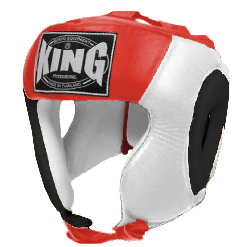 KING Head Guard- Open Chin - Triple Color - Black - White - Blue Red Yellow