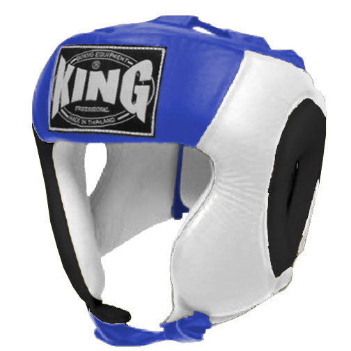 KING Head Guard- Open Chin - Triple Color - Black - White - Blue Red Yellow