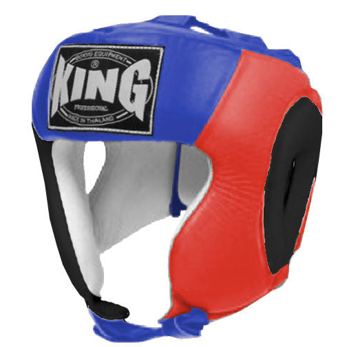 KING Head Guard- Open Chin - Triple Color - Black - Red - Blue White Yellow