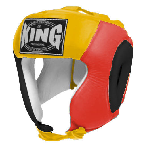 KING Head Guard- Open Chin - Triple Color - Black - Red - Blue White Yellow