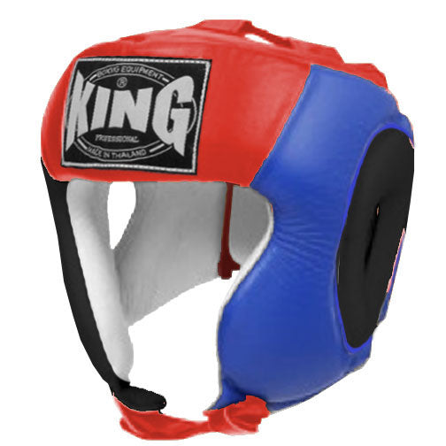 KING Head Guard- Open Chin - Triple Color - Black - Blue - Red White Yellow