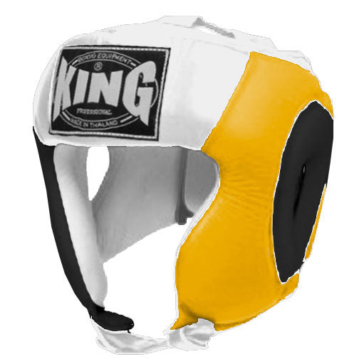 KING Head Guard- Open Chin - Triple Color - Black - Yellow - Blue Red White