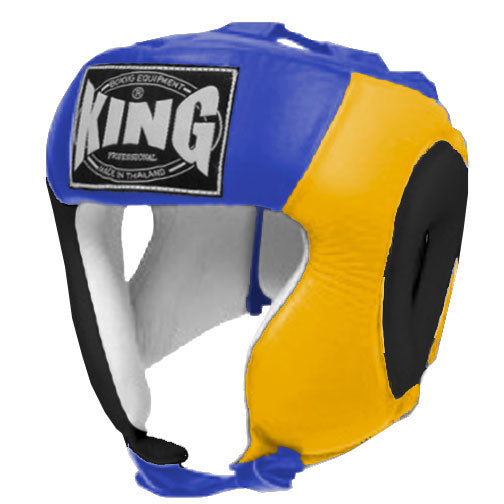 KING Head Guard- Open Chin - Triple Color - Black - Yellow - Blue Red White