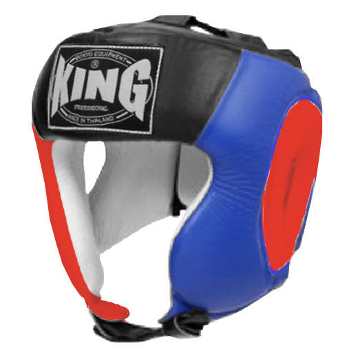 KING Head Guard- Open Chin - Triple Color - Red - Blue - Black White Yellow