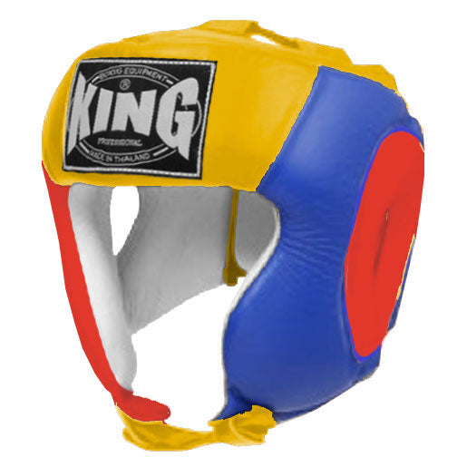 KING Head Guard- Open Chin - Triple Color - Red - Blue - Black White Yellow