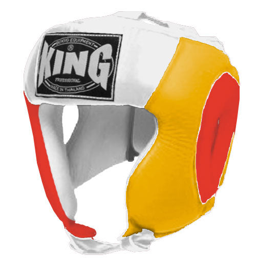 KING Head Guard- Open Chin - Triple Color - Red - Yellow - Black Blue White