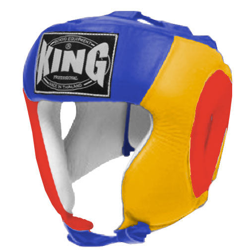 KING Head Guard- Open Chin - Triple Color - Red - Yellow - Black Blue White