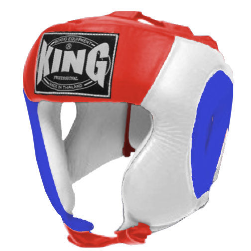 KING Head Guard- Open Chin - Triple Color - Blue - White - Black Red Yellow