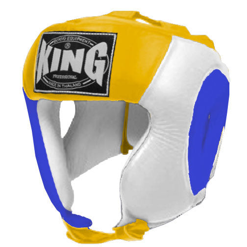 KING Head Guard- Open Chin - Triple Color - Blue - White - Black Red Yellow