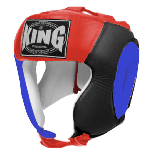 KING Head Guard- Open Chin - Triple Color - Blue - Black - Red White Yellow