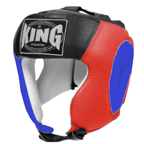 KING Head Guard- Open Chin - Triple Color - Blue - Red - Black White Yellow