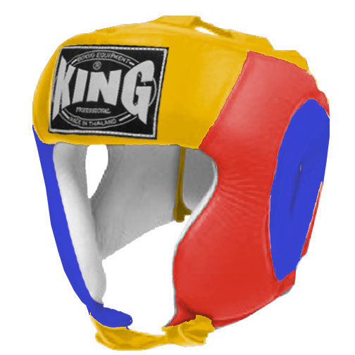 KING Head Guard- Open Chin - Triple Color - Blue - Red - Black White Yellow