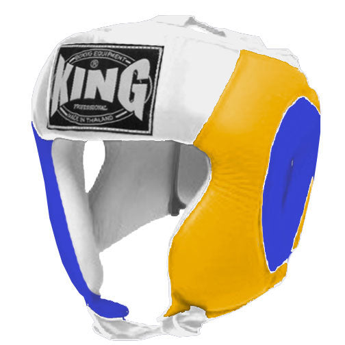 KING Head Guard- Open Chin - Triple Color - Blue - Yellow - Black Red White