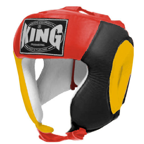 KING Head Guard- Open Chin - Triple Color - Yellow - Black - Blue Red White