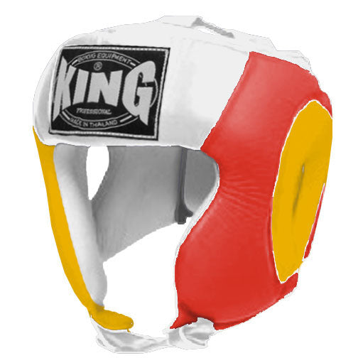 KING Head Guard- Open Chin - Triple Color - Yellow - Red - Black Blue White