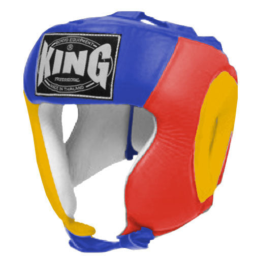 KING Head Guard- Open Chin - Triple Color - Yellow - Red - Black Blue White