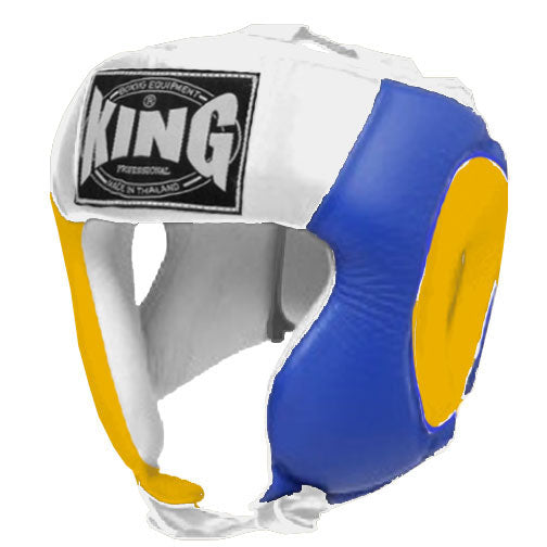 KING Head Guard- Open Chin - Triple Color - Yellow - Blue - Black Red White