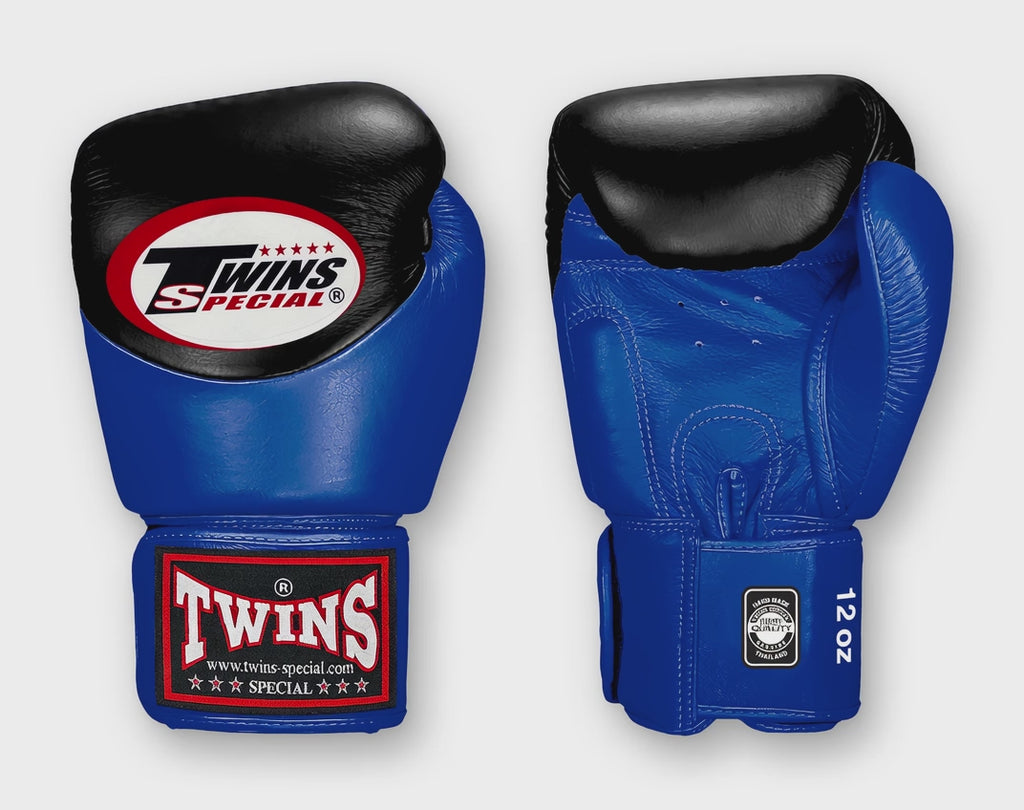 TWINS Boxing Gloves - Dual Color - Velcro - 9 - Black and Lime, Red, Blue, Lavender, Brown