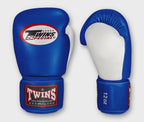 TWINS Boxing Gloves- Dual Bold Color Thumb - Velcro - White, Dark-Green, Navy Blue, Red, Purple, Brown