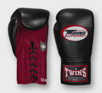 TWINS Boxing Gloves- Dual Bold Colors- Premium Leather w/ Laceup- Black Fist- Navy Blue, White, Gold, Silver, Grey Palm