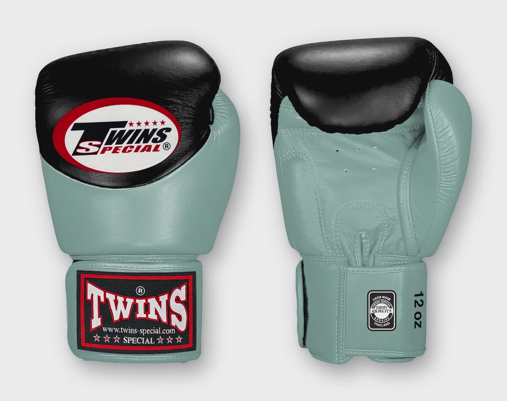 TWINS Boxing Gloves - Dual Color - Velcro - 9 - Black and Light Yellow, Pastel, Blue, Pastel Pink, Olive
