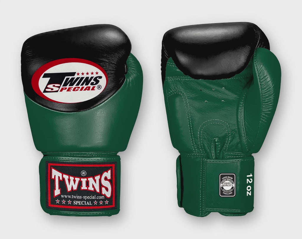 TWINS Boxing Gloves - Dual Color - Velcro - 9 - Black and Dark Brown, Maroon, Navy Blue, Purple