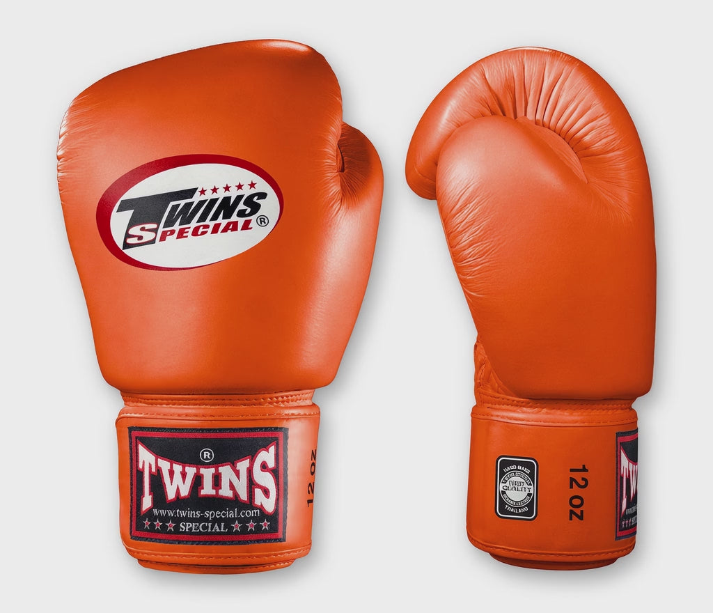 TWINS Boxing Gloves- Premium Leather w/ Velcro - Light Colors - Orange, Yellow, Olive, Light Blue, Pink