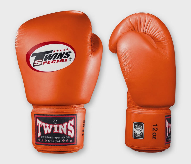 TWINS Boxing Gloves- Premium Leather w/ Velcro - Light Colors - Orange, Yellow, Olive, Light Blue, Pink